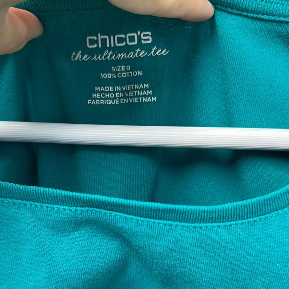 Chico's Ultimate Tee Teal 3/4 Sleeve Shirt - Picture 2 of 5